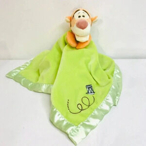k1 Disney Winnie The Pooh Tigger Green Minky Lovey Satin Trim Plush Soother EUC